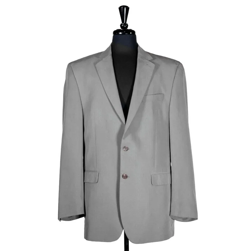 Chaps Ralph Lauren Mens Blazer Gray 2 Button Lined Suit Jacket Sport Coat 42L